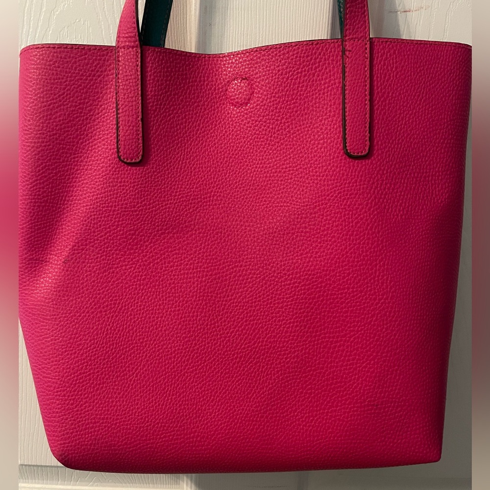Women’s Pink and Teal Reversible Tote 100 % PVC